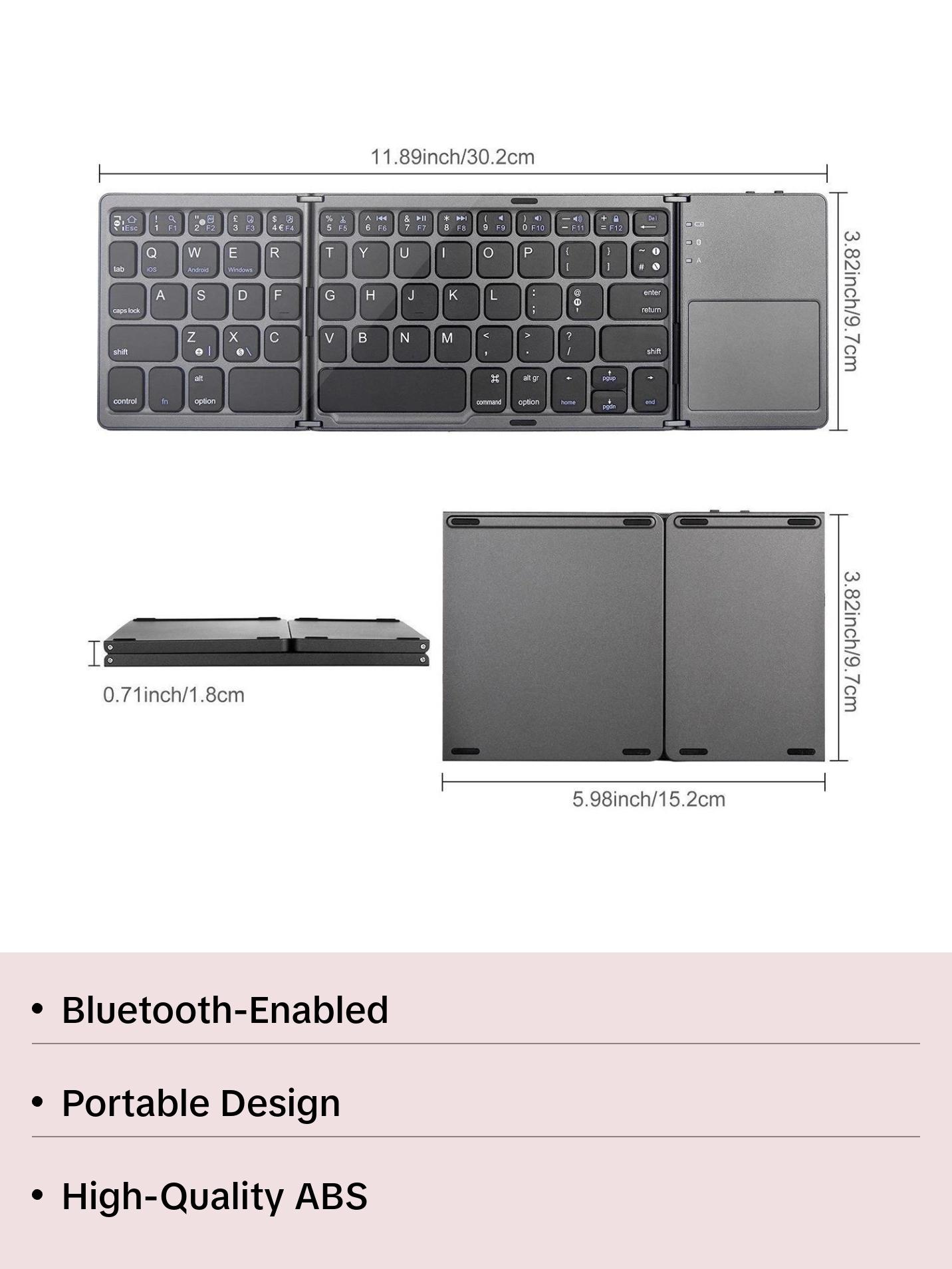 Ultra-Thin Wireless Mini Three-Fold BT-compatible Keyboard, Portable and Compact Design, Ideal for Travel and Daily Use, Easy Connectivity