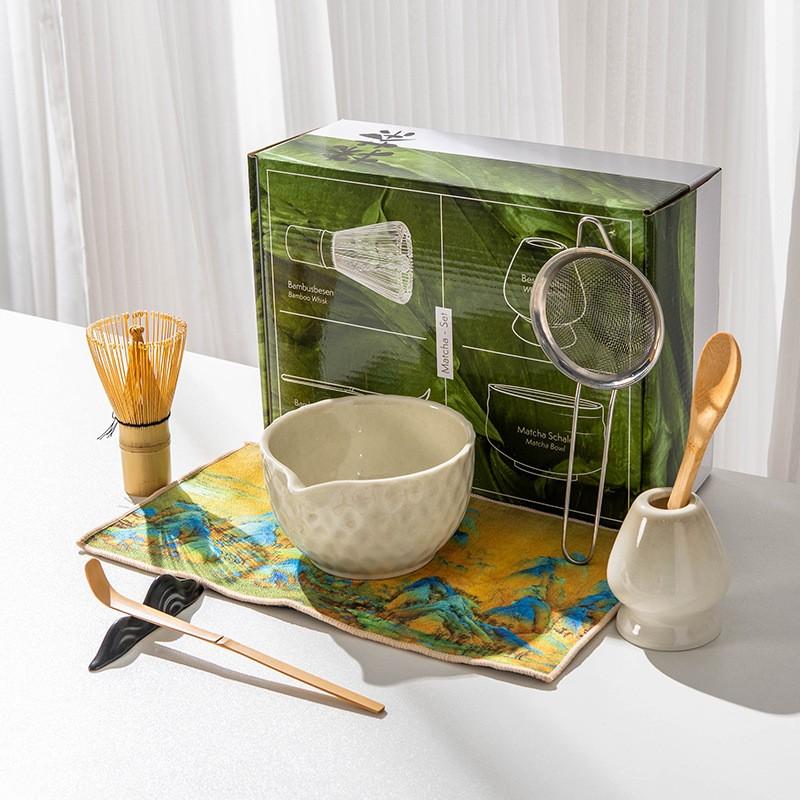 8pcs Japanese Matcha Bowl Set with Whistle, Matcha Bowl Spout, Ceramic Chasen Hundred Stands, Matcha Tea Set Gift Box, Traditional Tea Ceremony, Matcha Set Kit