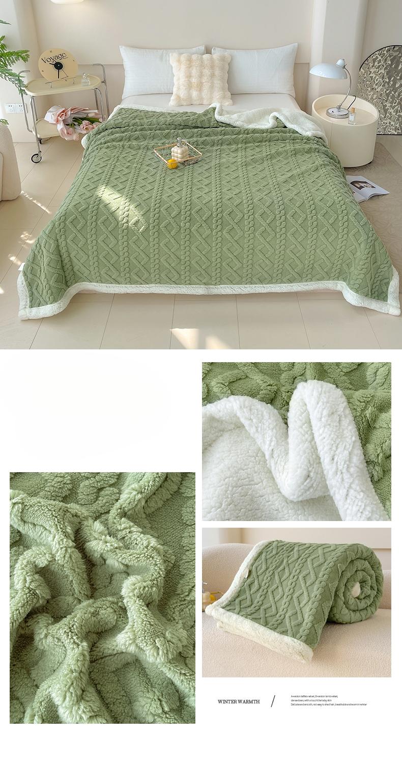 Plaid Velvet Lamb Fleece Blanket, Double-Sided Thick Warm, Chunky Blanket, Winter Sofa Use, Student Dorm Nap Cover, Cozy and Comfortable