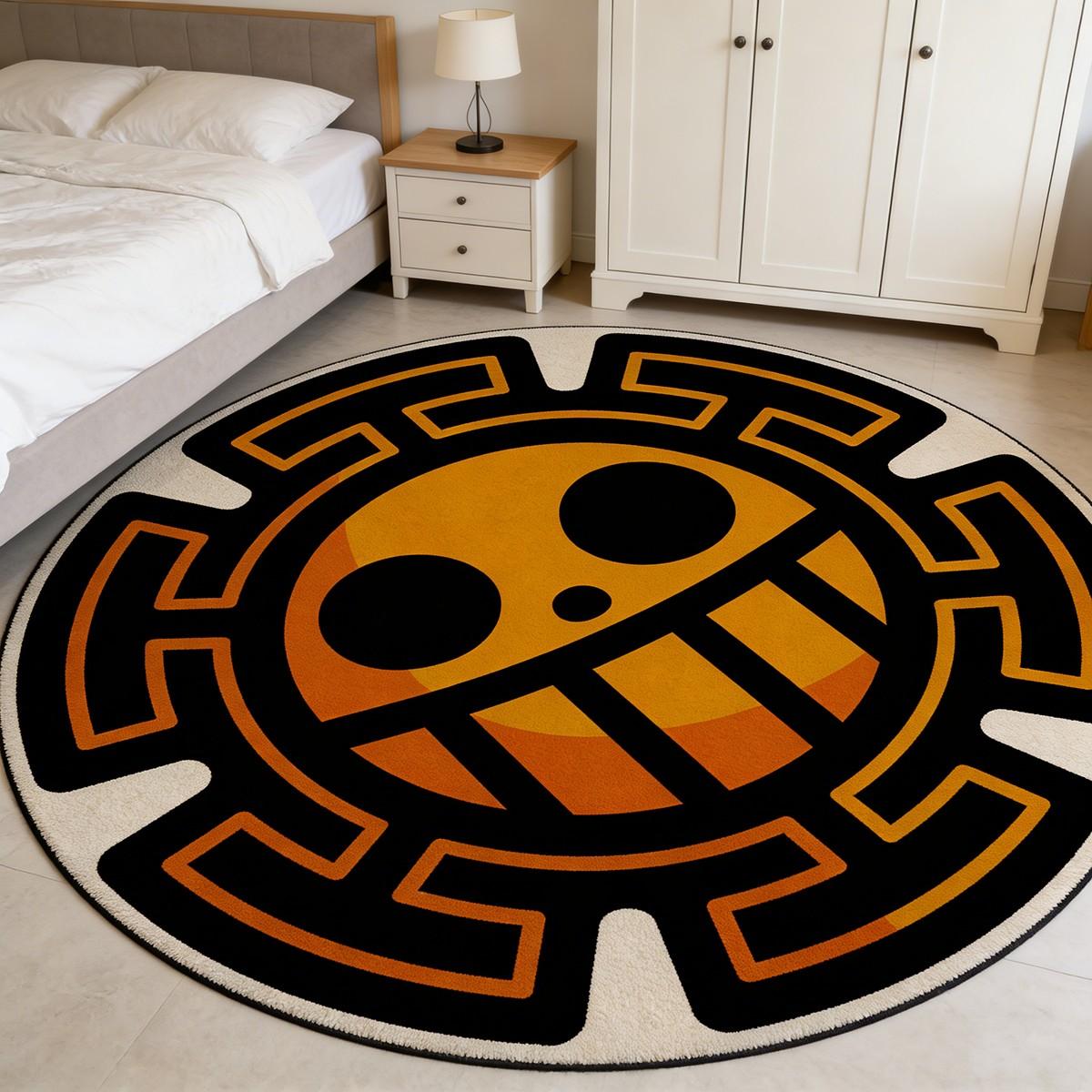 Anime Theme Carpet, Anime Secondary Logo Bedroom Bedside Rug, Dark Street Style Living Room Decor Mat, Non-Slip Durable Gaming Floor Pad
