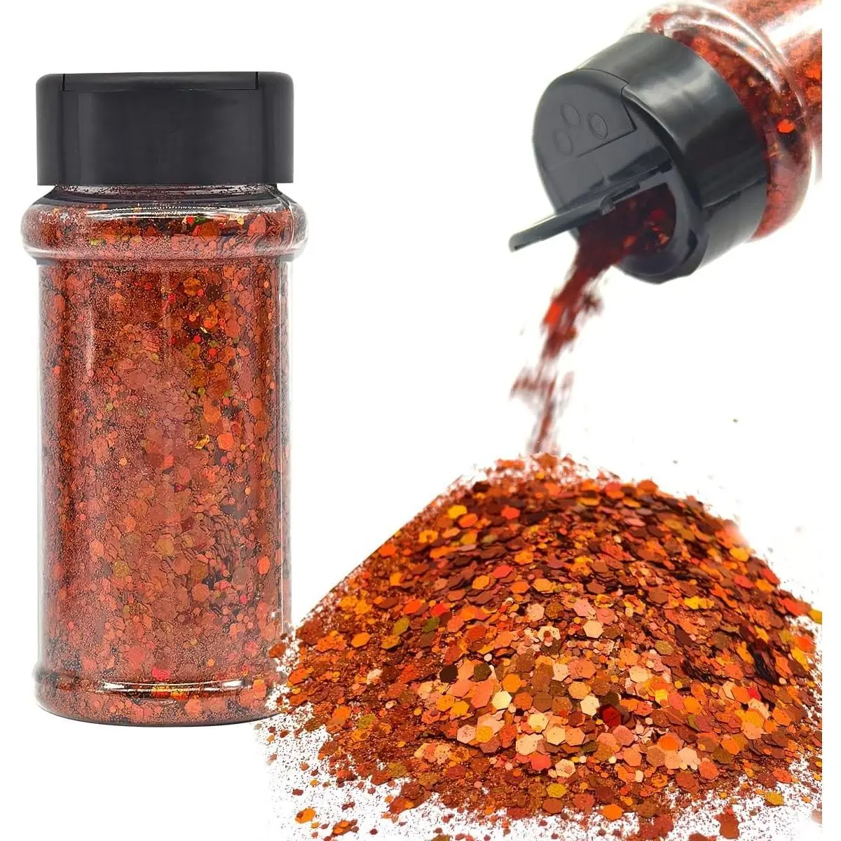 Burnt Orange 2oz Bright Colorful Holographic Mix Chunky Craft Body Glitter Shaker Bulk Wholesale 24 Colors Cosmetic Glitter