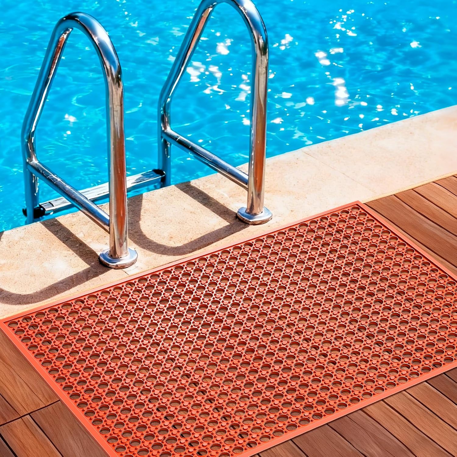 Outdoor Rubber Mat Kitchen Anti- Entrance Floor Mats (24"x 36") Commercial Restaurant Bar Floor Mat  Outside Rubber Non Slip Drainage Mat Red