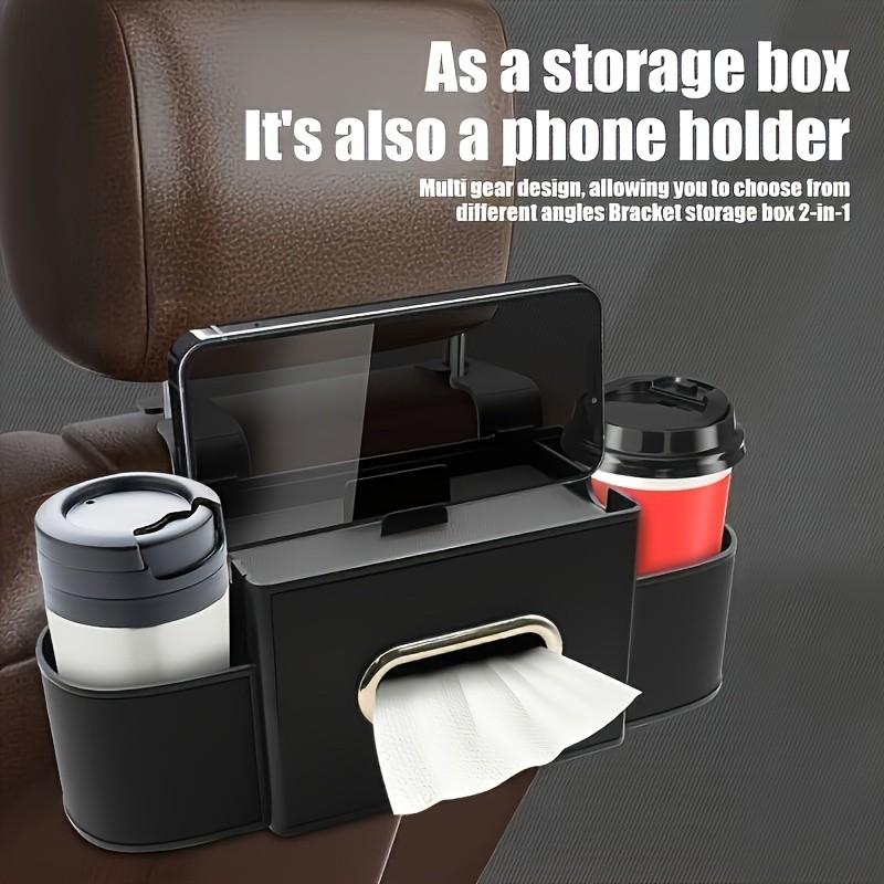 Car Rear Seat Hanging Storage Box, with Tissue Holder & 2 Cup Holders, Compact Interior Organizer, Simple Design, Essential Vehicle Accessory, Car Organization Accessories, Car Organizer Back Seat, Car Organizers and Storage