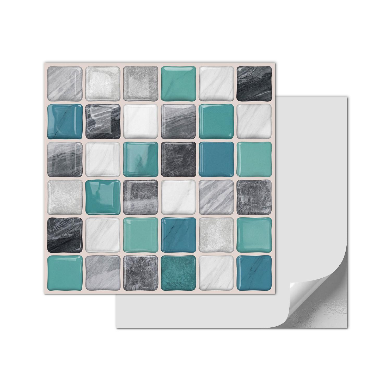 Detachable Mosaic Tile Stickers - 3D Crystal Epoxy Coating, High Definition Print, Thick Release Paper & Super Strong Glue For Long-Lasting Home Decor Stickers (12/24 Pieces)