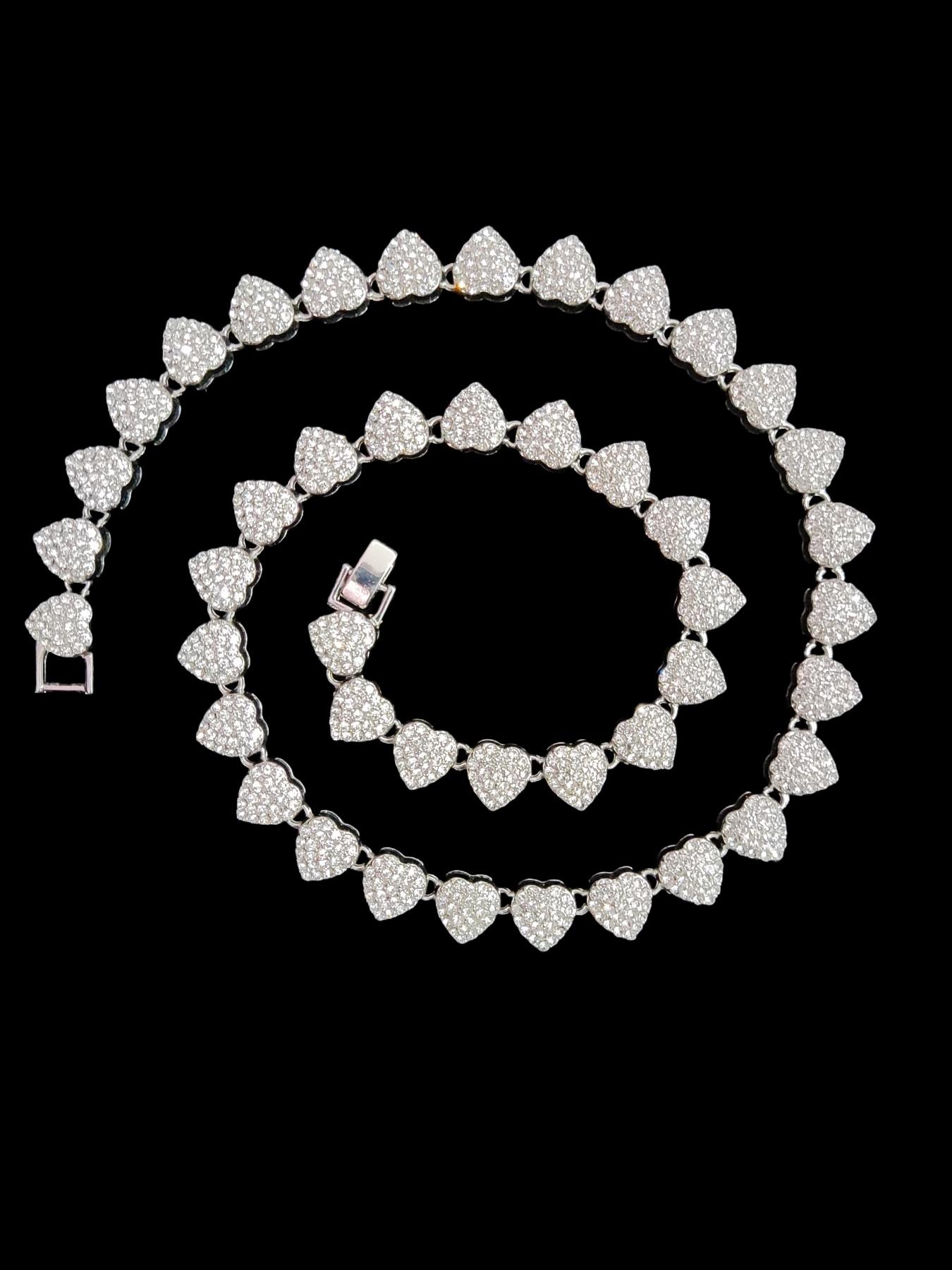 2 Pieces/Set Love Heart Shaped Alloy Necklace & Bracelet Set Jewelry, Men Women Hip Hop Street Style Jewelry, Perfect Gift for Valentine's Day, All Seasons Wear, Fashion Jewelry Set, Elegant Jewelry Set