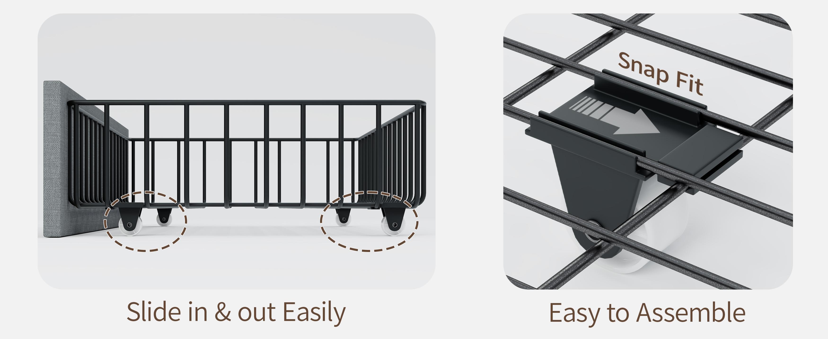 TryLazy Bed Frame with 4 Drawer, Headboard with Storage and 2 USB & 1 Type-C Charging Ports, Noise-Free, No Box Spring Required, Easy Assembly