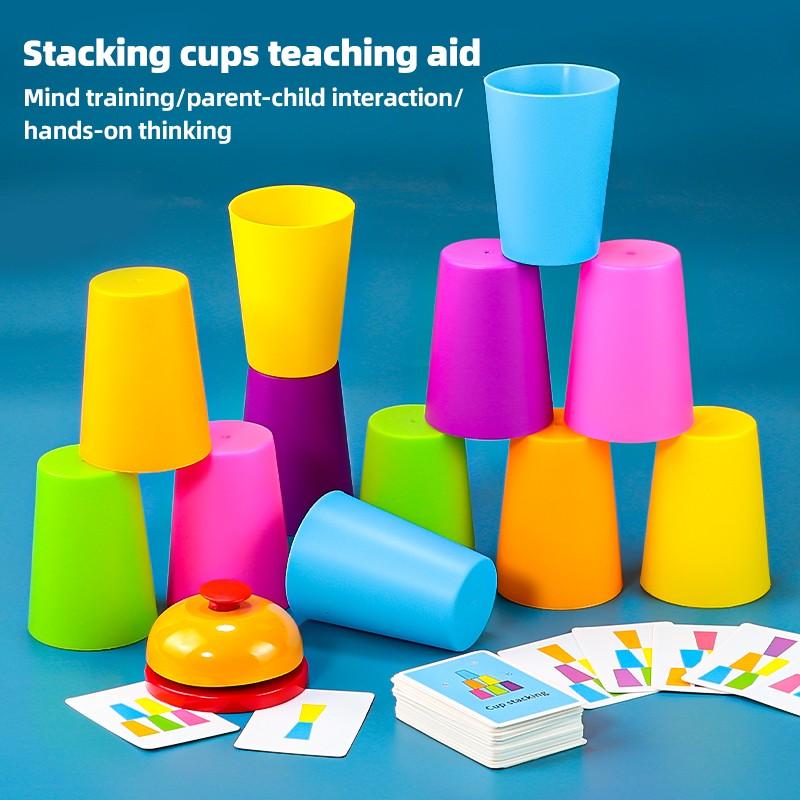 Party Stacking Cups Game - Multiplayer Speed Stacking Toy with Smooth Safe Cups & Buzzer, Ideal Gift for Halloween Christmas Thanksgiving Back-To-School Spring Easter Ramadan New Year Birthday Present