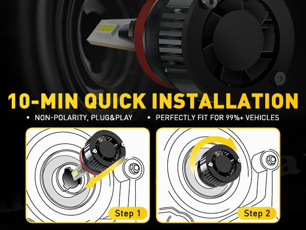 AUXITO H11 LED Bulbs H8 H9 LED Lights, 80W 16,000LM Per Pair, 500 Percent Brighter, 6500K Cool White, Angle Adjustable CanBus Ready Bulbs, Pack of 2 Y13