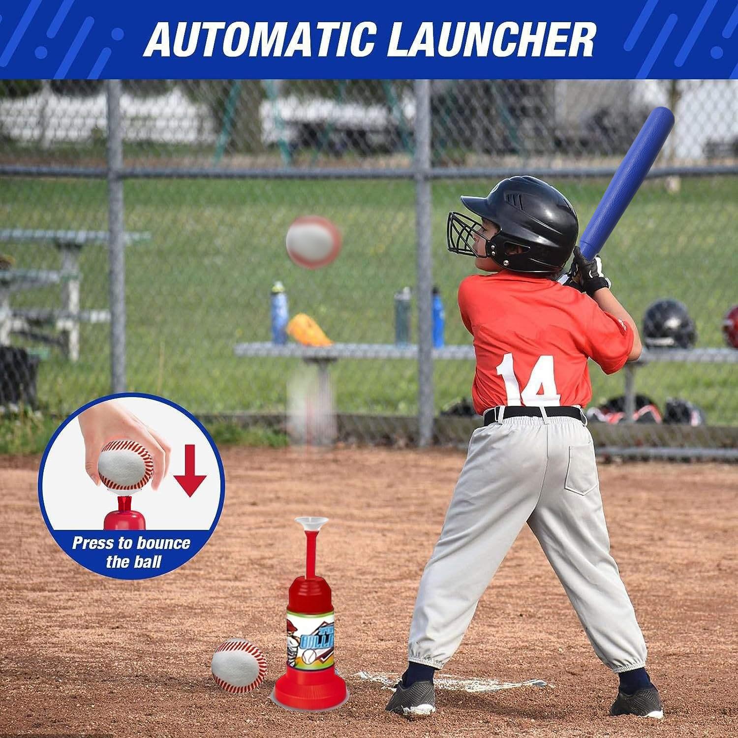 3-In-1 Baseball Set for Kids, Adjustable Tee, Portable Launcher, Hanging Bat, Perfect Gift for All Ages, Family Fun Essential!