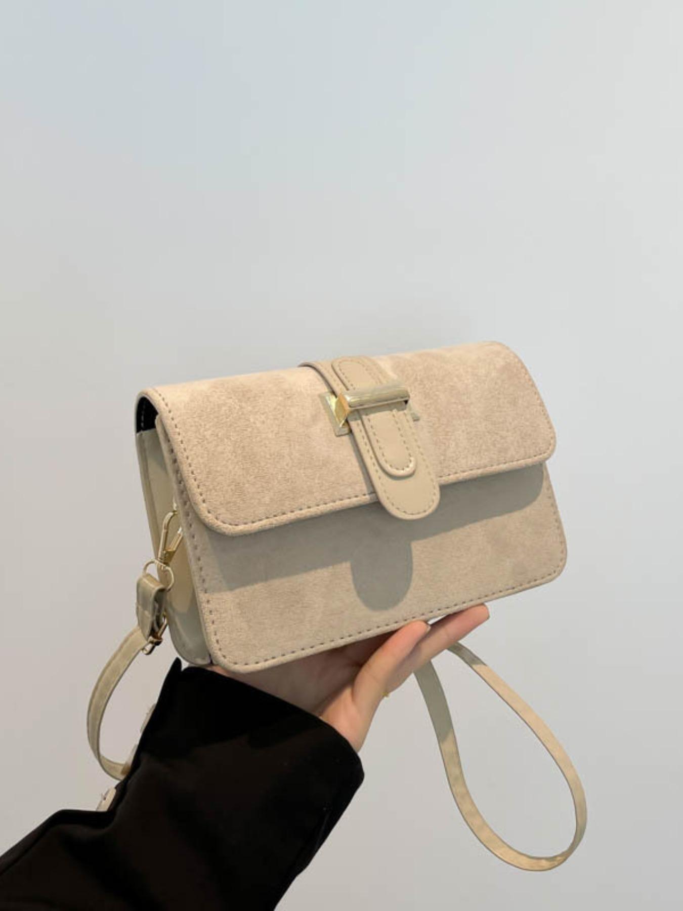 Korean Style Fashion Suede Crossbody Shoulder Bag, High-Quality Synthetic Leather, All-Seasons, Perfect for Work and Commute