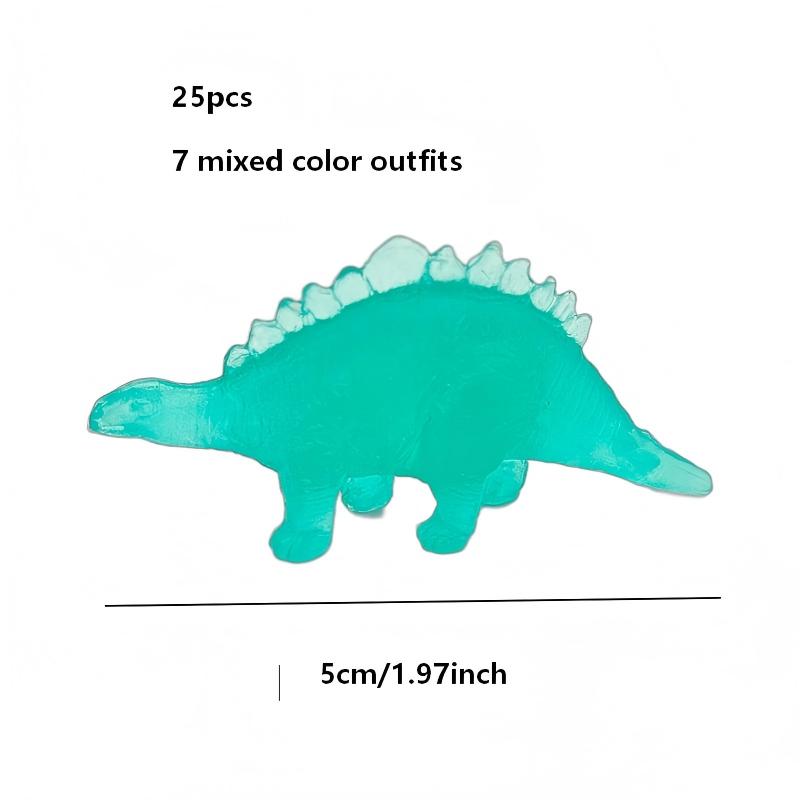 Mini Solid Color Dinosaurs, 25 Glow-In-The-Dark Soft Gel Models, 5cm Realistic Toys, Durable, Washable, Perfect for Classroom, Home, Parties