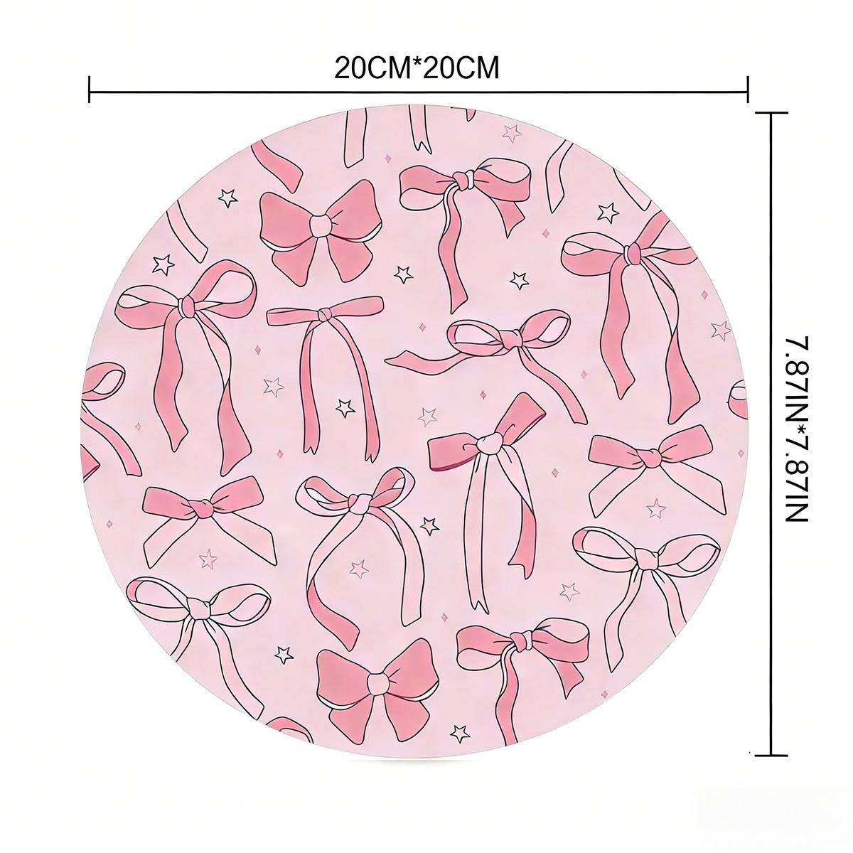 Fashion Butterfly Knot Round Mouse Pad, Non-Slip Rubber Base, Small Desktop Mat for PC/laptop, Gaming/mouse Pad, Gift for Women - 7.87 Inches