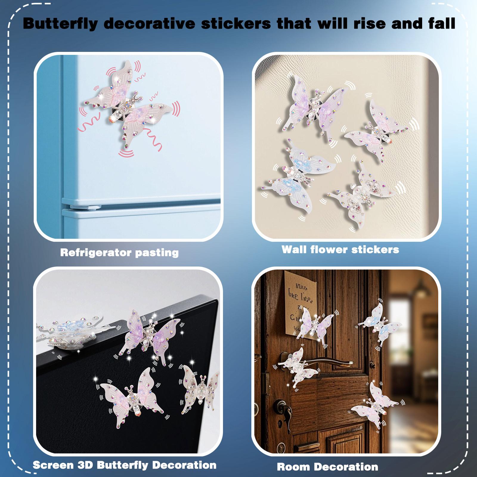 4pcs Flying butterfly decor Car accessories Home decor Wall stickers Pink butterfly Moving butterfly Purple car accessories Room decor Car ornament Car charm Car jewelry Butterfly jewelry for women Girls bedroom Decor pink room decor