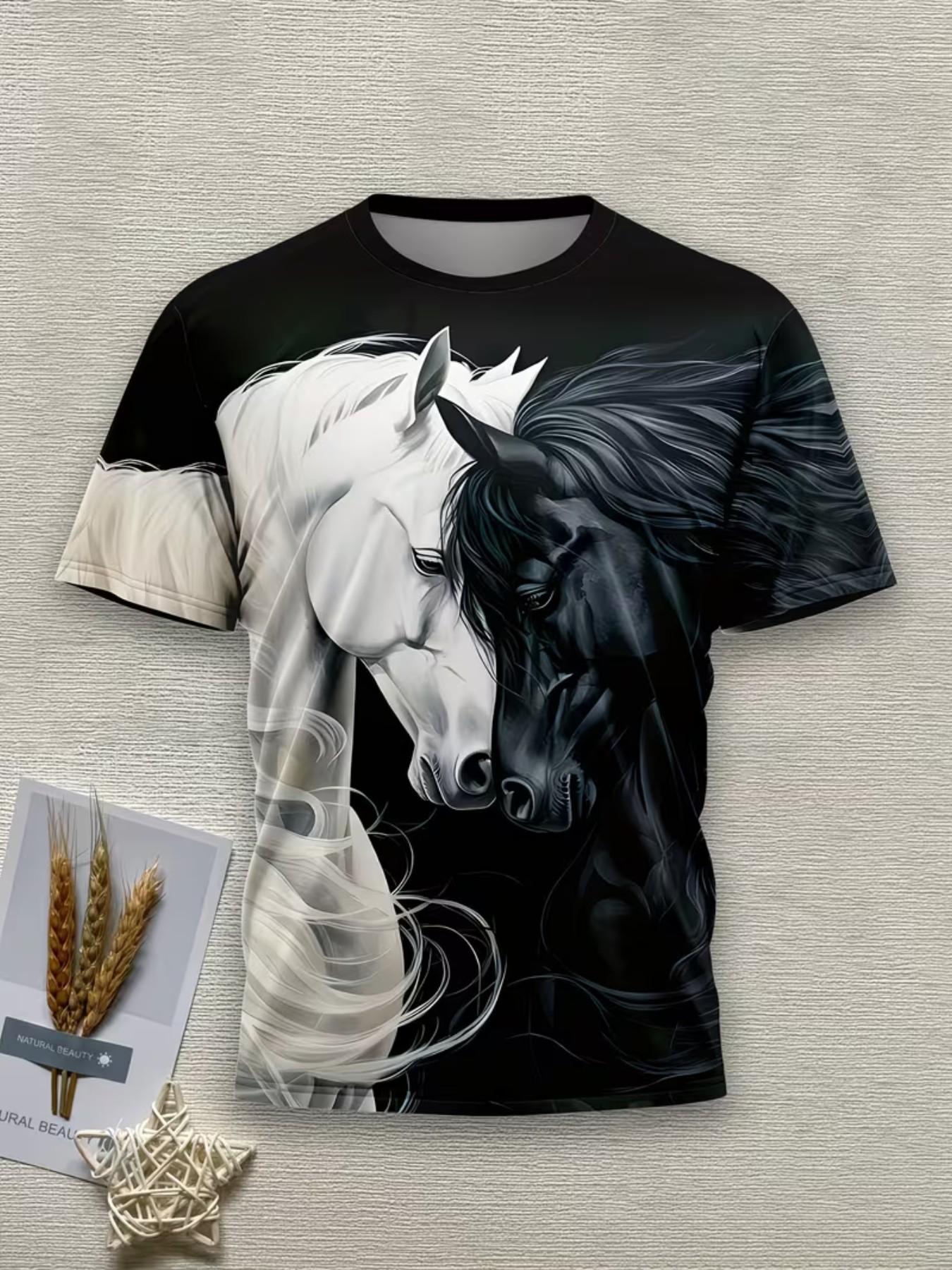 Men's 3D Printed Fashion T-Shirt, Casual Slim-Fitting Top, All over Print Design, No Zipper or Button, Perfect for Daily Wear