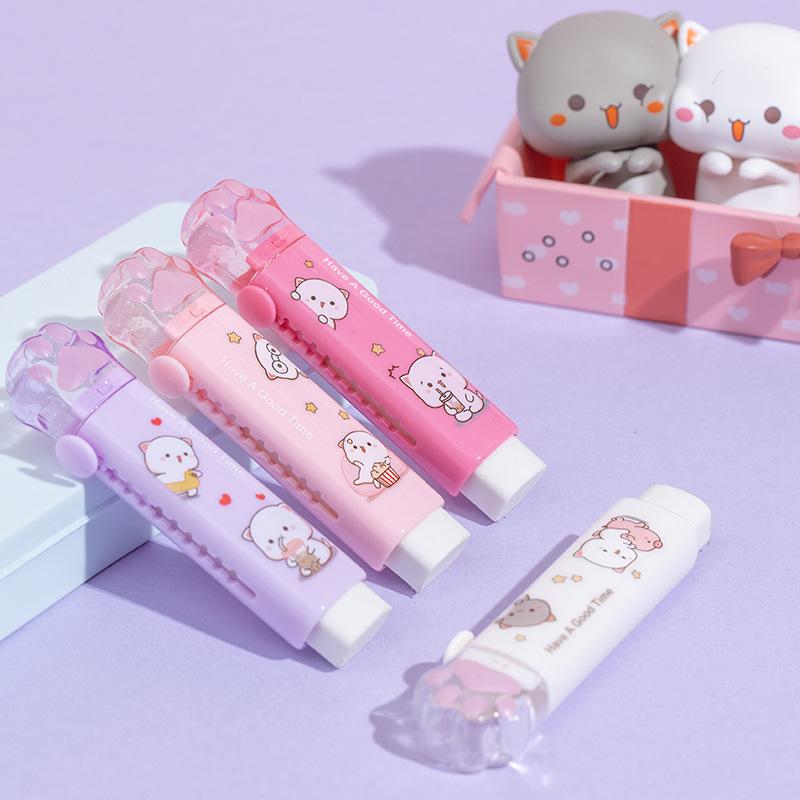 Cute Cat Paw Design Rubber Pencil Eraser, Perfect Gift for Girls & Students, Fun School Supplies Stationery Accessory