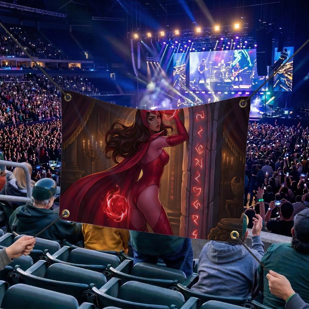 S-Scarlet Witch MOVIE Flags Multi Size Atmosphere Flag, Cheerleading Hand Pulled Banner, Portable Outdoor Event Flag & Wall Decor for Sports, Parties, Home and Room Decoration