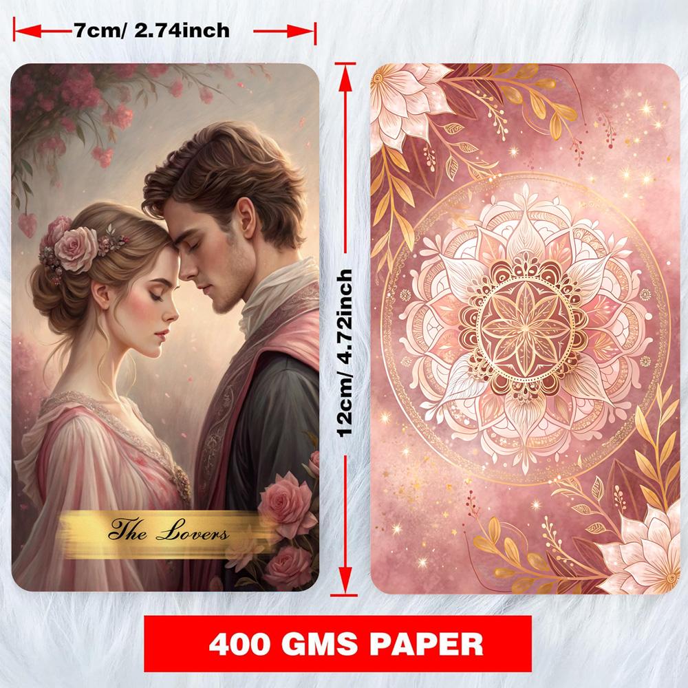 Pink Victorian Tarot Card Deck Set, Card Game, 78 Pieces, 13x8 Cm, Romantic & Elegant Design, Includes Paper Instructions, Perfect for Beginners