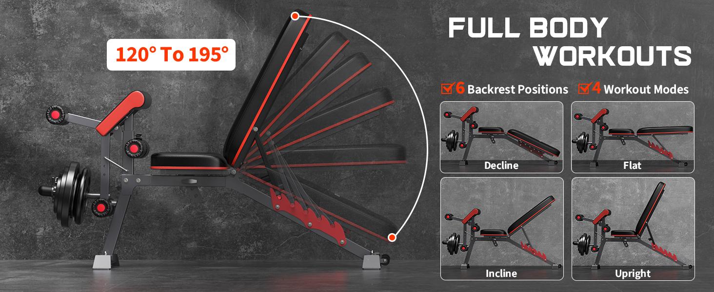 FathersDayGift Weight Bench with Leg Extension and Preacher Pad, 800lbs Load Workout Bench for Home Gym, Adjustable Weight Bench for Home Strength Training