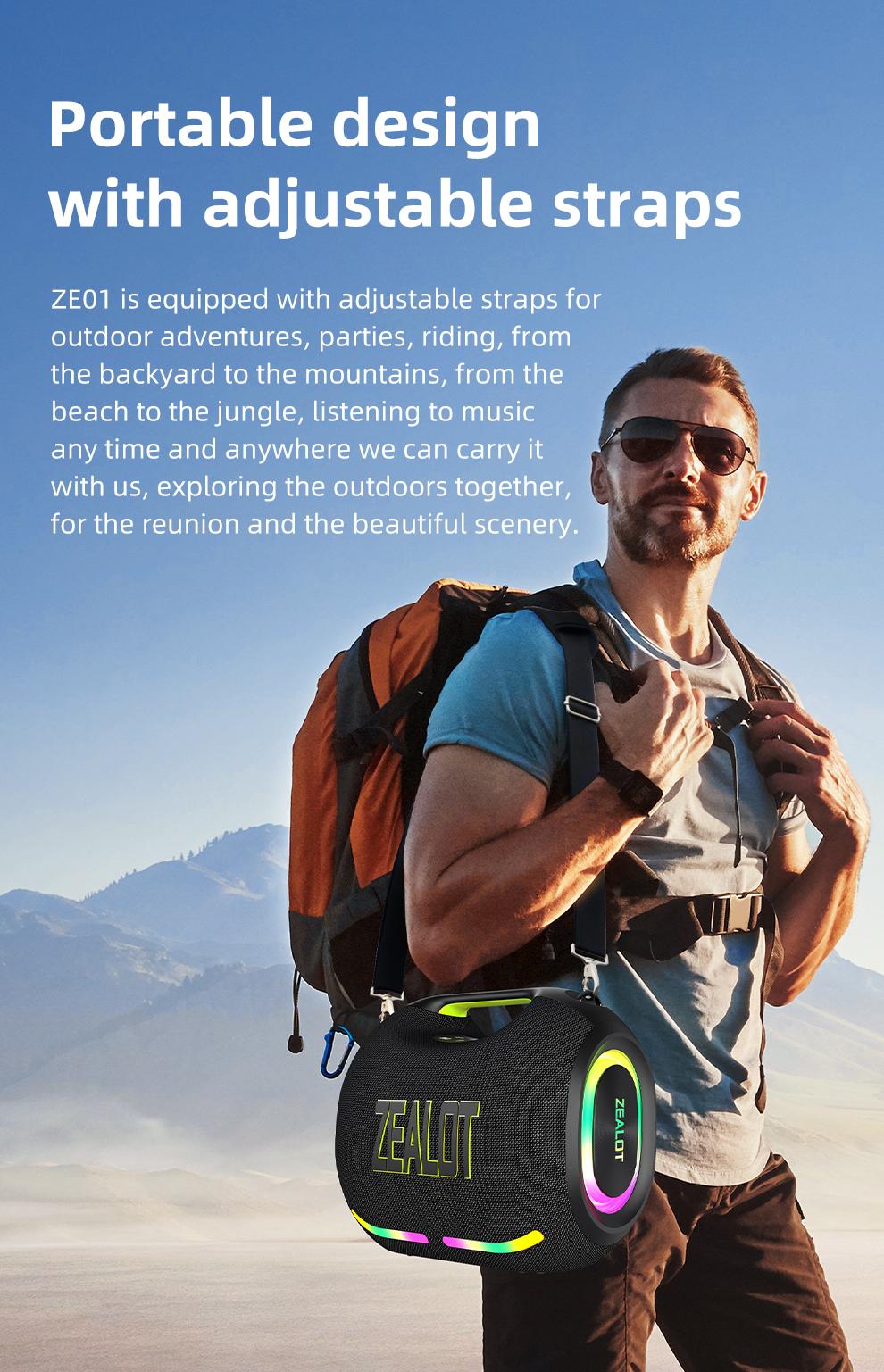 120W【ZEALOT】24000mAh/LIMITED/OFFERS Portable Speaker Bluetooth Speaker Party Speaker Waterproof IPX6 RGB Lights Power Bank TWS supports TWS pairing/USB/TF/AUX/BT smartphones. Ideal choice for family/car/Pool Party/BBQ/camping/gift giving tiktokshopspringg