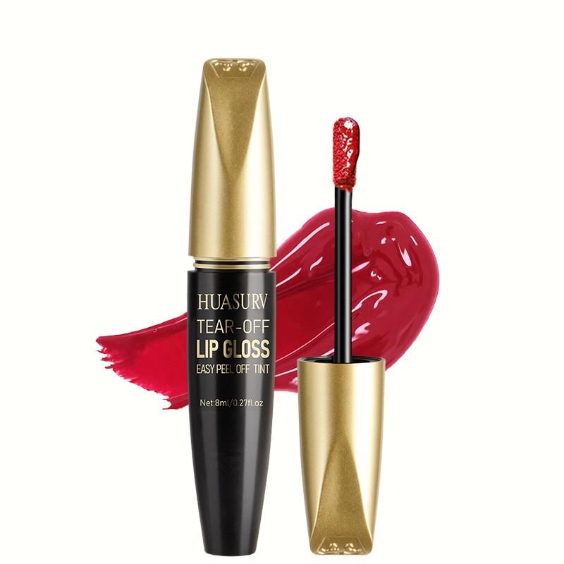 Huasurv Peel-Off Glossy Lip Balm, Lipgloss, Moisturizing Liquid Lipstick, Vibrant, Matte Finish, Quick-Dry, Long-Lasting Waterproof