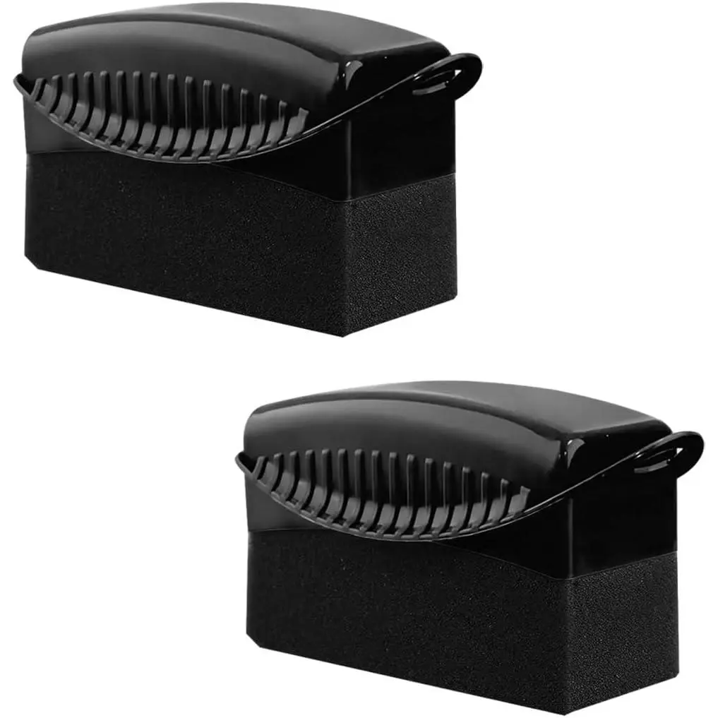 2 count Tire Dressing Applicator, Wheel Dressing Tire Shine Applicator Pad with Lid,  Wheel Detailing  Tire Waxing Wipe Polishing Sponge,   Accessories (Black)