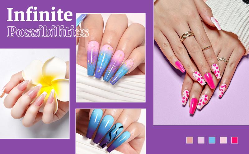 JEWHITENY 28 Colors Poly Gel Nail Kit Nude Gray Black grey Blue yellow purple Glitter All In One Starter Kit Poly Extension Gel Nail Kit With Nail Lamp Base Top Coat Builder Gel Nail Kit