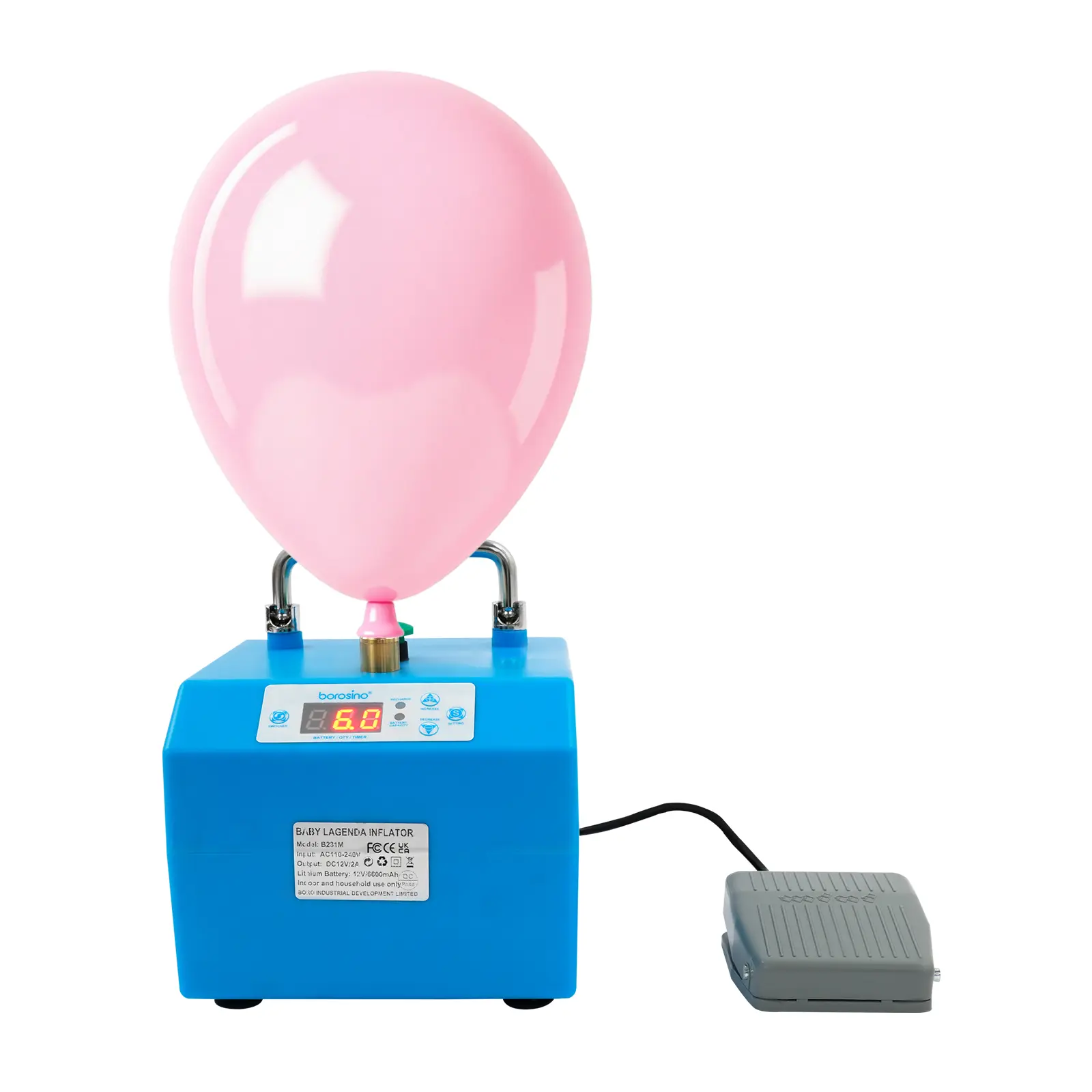 Rechargeable Electric Balloon Pump, Portable Inflator for 5-in Round, 160/260 Long Balloons, Ideal for Birthday Party Decor