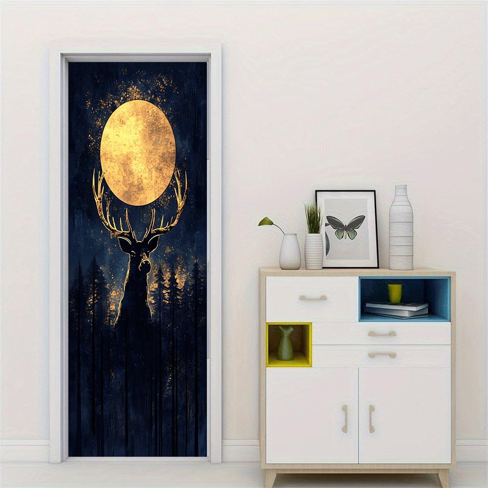 2pcs   Vintage Moonlight Deer Head Wall Sticker Nordic Style Removable Self Adhesive Waterproof Vinyl Decal for Living Room Bedroom Home Decor Art Mural Animal Pattern Wall Decoration Modern Minimalis