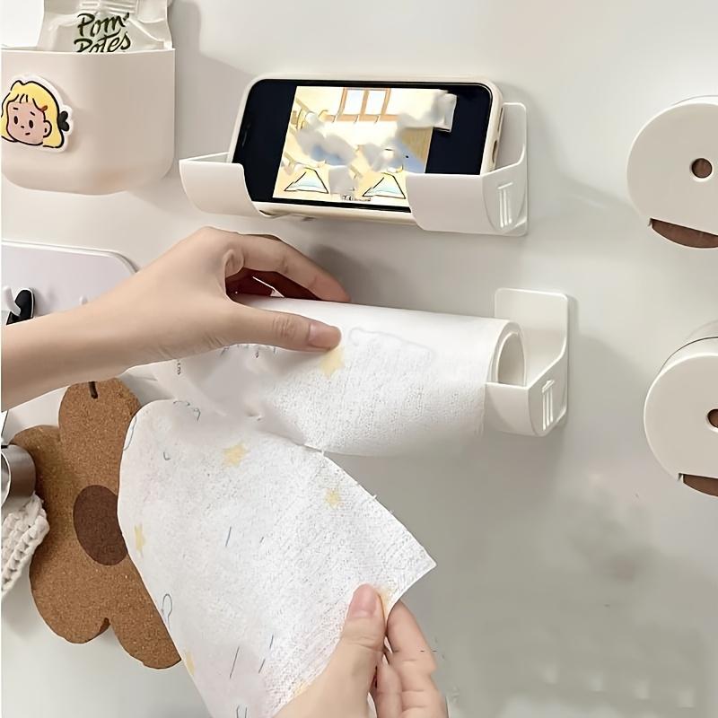 2/4/6pcs of Adjustable White No-Drill Kitchen Storage Racks - Multifunctional Plastic Storage Boxes, Suitable for Cling Film, Garbage Bags, Etc. - Space-Saving Side Shelves for Cabinets And Refrigerators