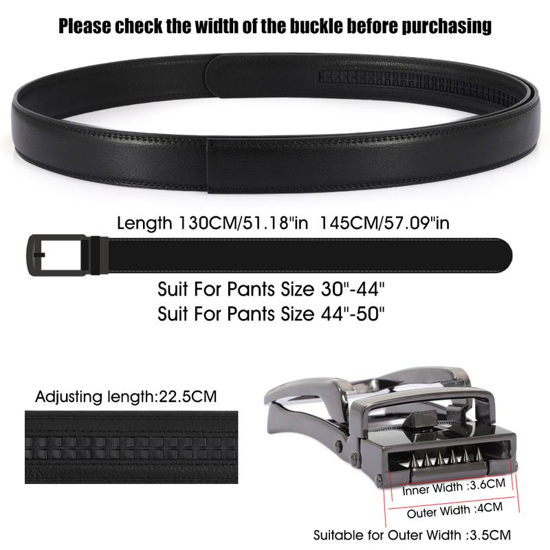 2-Pack Genuine Leather Ratchet Belts For Men Adjustable Belt Men's Dress Belt With Alloy Automatic Buckle 2-Pack Genuine Leather Ratchet Belts For Men Adjustable Belt Men's Dress Belt With Alloy Automatic Buckle