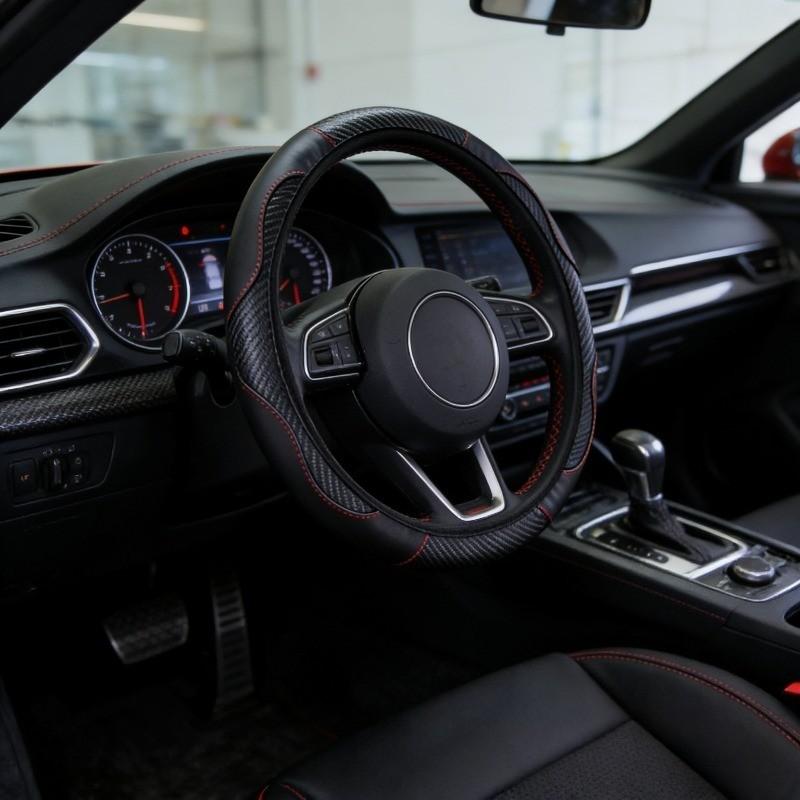 2026 New Patchwork Leather Steering Wheel Cover, Multiple Colors Available, Anti-Slip Breathable All-Season Universal Fit, Car Accessories Interior