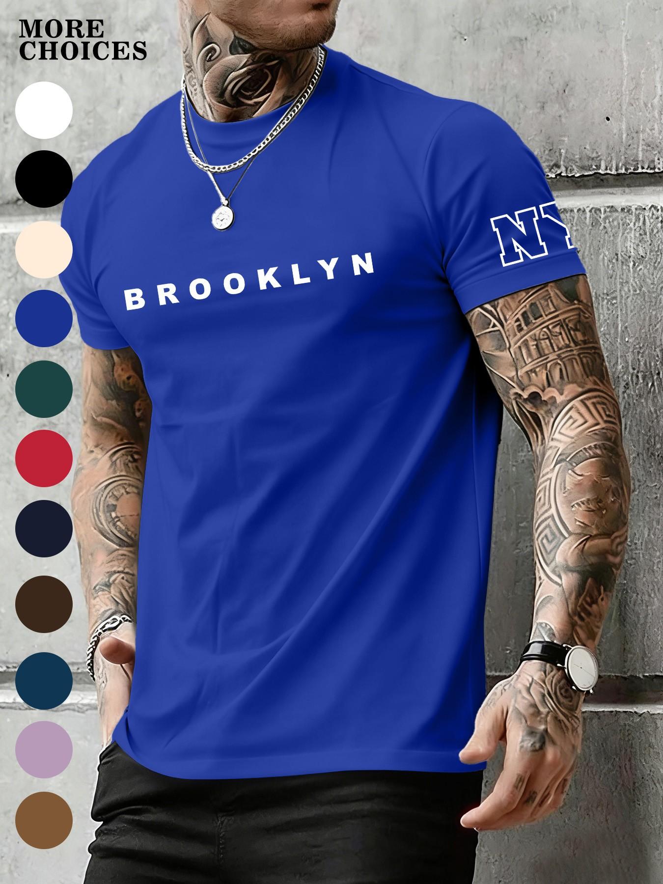 Men's Regular Fit Letter Print Round Neck Sleep Tee, Casual Soft Comfortable Short Sleeve Crew Neck Fitted T-shirt for All Seasons, Sleepwear & Loungewear for Men