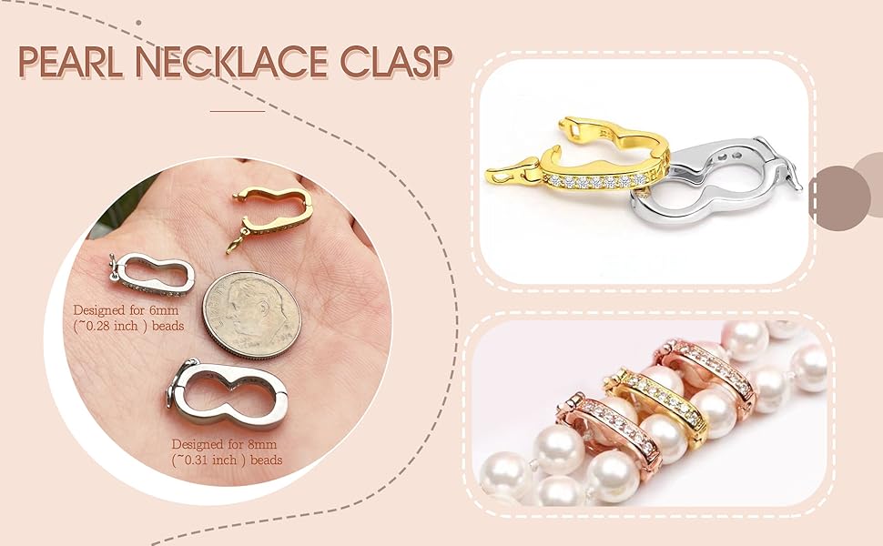 OHINGLT 925 Sterling Silver Necklace Clasp,Pearl Enhancer Push Clasp with Secure Lock,Strand Shortener Openable Lock Extender for Necklace Chain