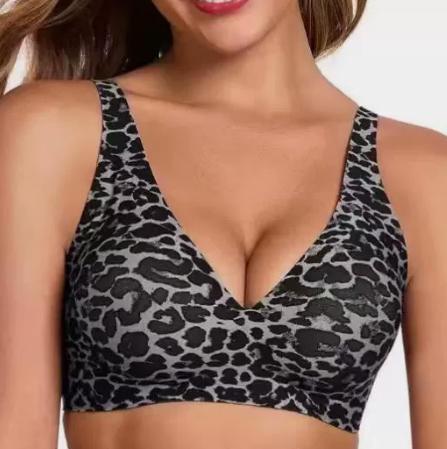 Women's Wireless Seamless Push-Up Bralette - Bras for Women with Built-In Soft Flexible Inner Strips, Soft Cotton, Airy Breathable Fabric, Lightweight Comfort, Feminine Deep V Cut, Solid & Brown Leopard Print Daily Wear Lingerie, Style, Natural