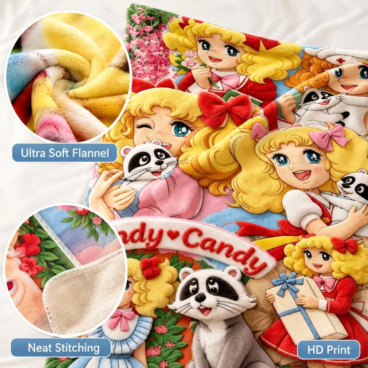 Vintage Candy Candy Classic Cartoon Girl Raccoon Pattern Flannel Throw Blankets Cooling Blankets Cooling Blanket Duvet Bedding Bed Accessories Comforter Set Retro Style Soft Ultra Cozy Lightweight Multi Purpose Decor Blanket for Bed Sofa Couch Bedroom Dor Vintage Candy Candy Classic Cartoon Girl Raccoon Pattern Flannel Throw Blankets Cooling Blankets Cooling Blanket Duvet Bedding Bed Accessories Comforter Set Retro Style Soft Ultra Cozy Lightweight Multi Purpose Decor Blanket for Bed Sofa Couch Bedroom Dor