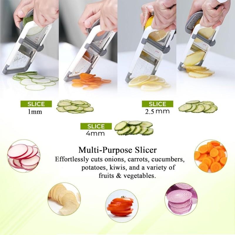 Mandoline Slicer for Kitchen, Multifunctional Handheld Mandoline Slicer, Adjustable Stainless Steel Blade Vegetable Cutter with Comfort Grip, Easy To Clean, Slicers for Fruits and Vegetables, Kitchen Gadgets, Utensils
