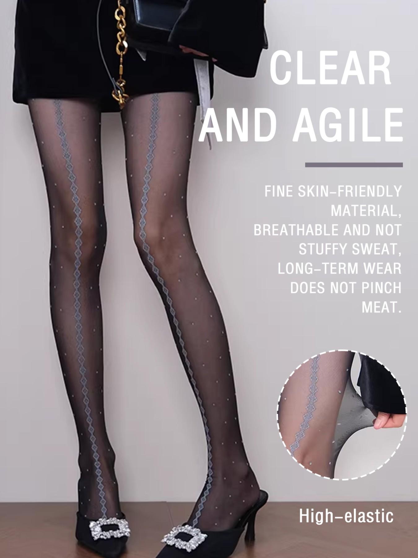 Vintage Polka Dot Rhombus Stockings, High Waist Slim-Fitting Striped Tights, Fashionable All-Seasons Wear, Beautiful and Stylish