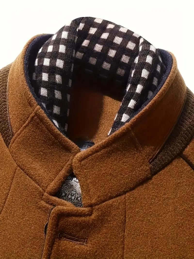 Men's Winter Overcoat Casual Warm Jacket Detachable Collar Thickened Autumn and Winter Coat with Pockets Non-Stretch Fabric Coat for Men Jacket