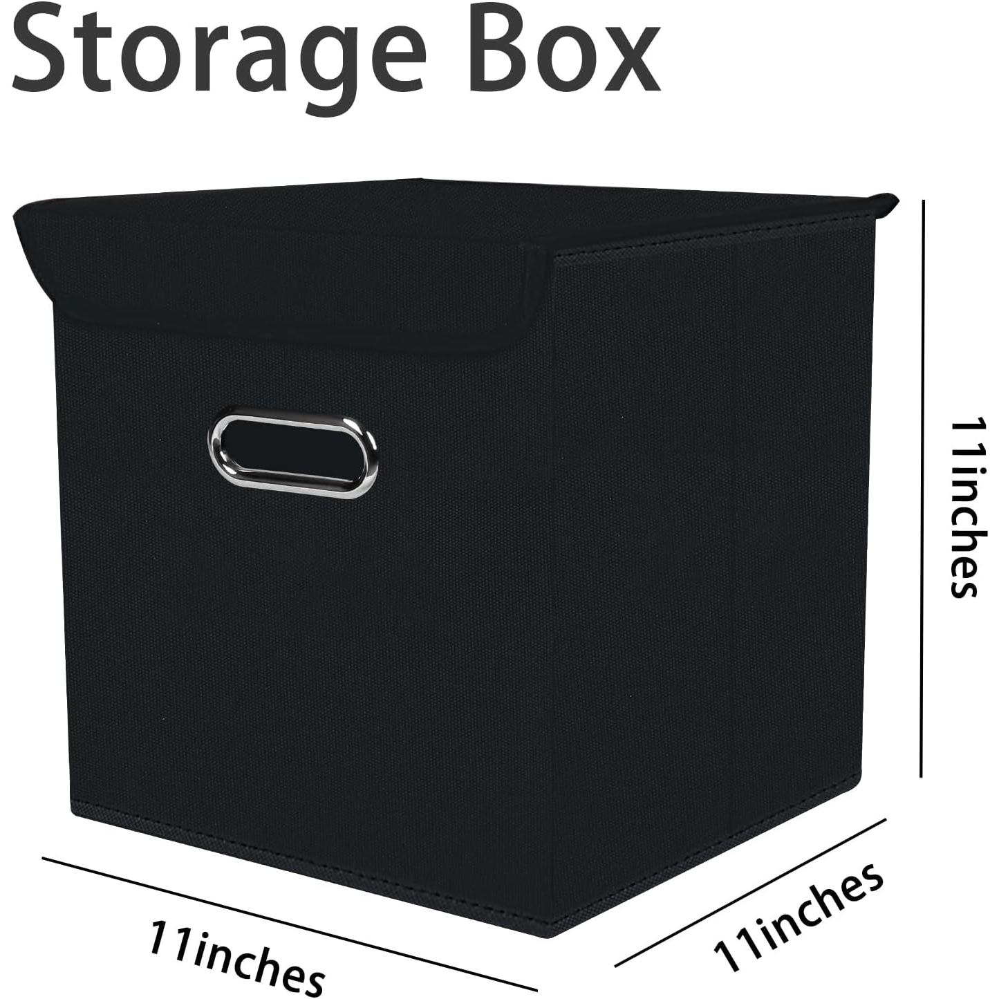 Fabric Storage Cube Bins with  Closet Organizers collapsible storage bins basket with Handles for ,Storage Boxes for Organizing,1 Pack,(Black)