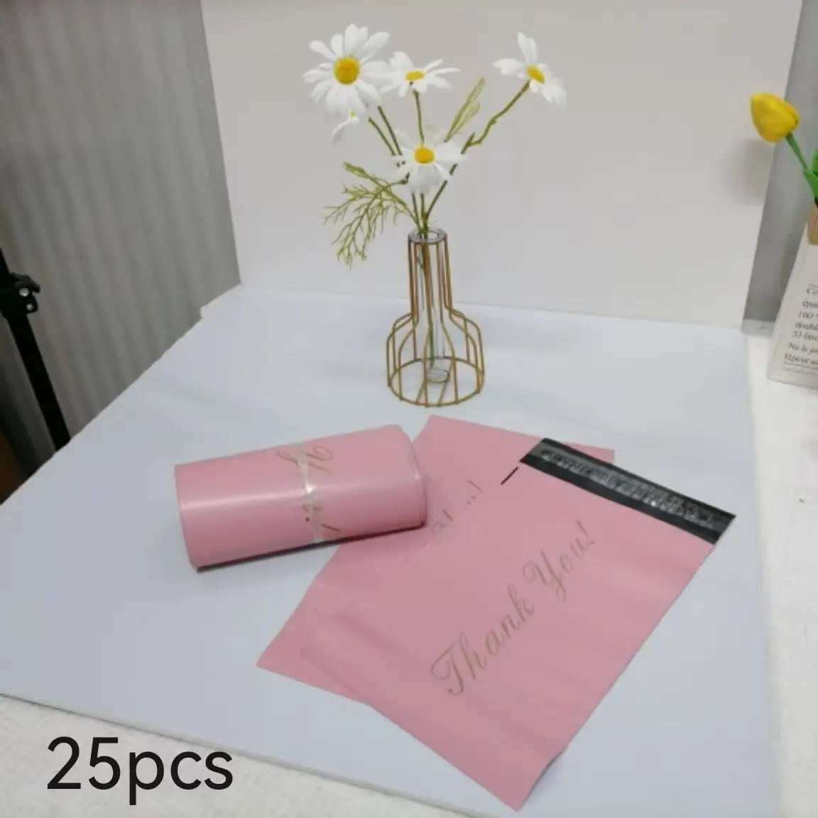 25pcs Thank You Storage Bags, Pe Plastic Mailer Bags, Poly Mailers, Thick Logistics Bags, Ideal for Women, Holidays, Parties, Gifts