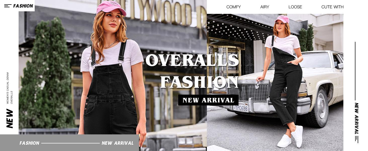 Goranbon Women's Casual Denim Overalls Adjustable Straps Jeans Pants Jumpsuits with Pockets