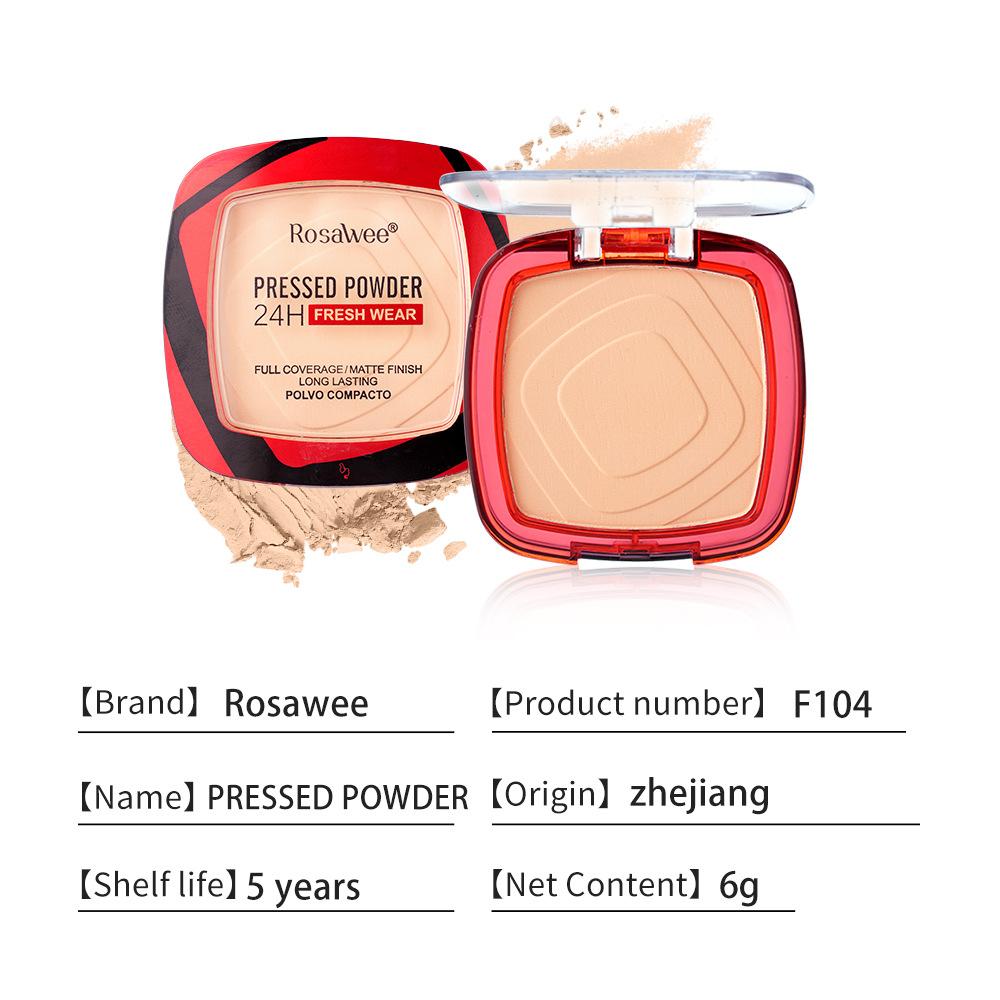 Rosalwee Long-Lasting Makeup Powder, Oil-Control Waterproof, 24h Fresh Wear, Natural Soft Focus, Setting & Touch-Up, Solid Form