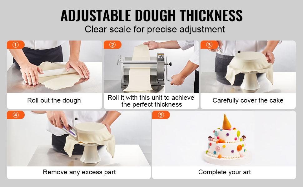 Manual Dough Sheeter Machine, Puff Pastry Sheeter and Fondant Roller, Removable Handle, Panel, Roller for Easy Cleaning, Max 1/2 inch Adjustable Thickness, for Home or Small Commercial Kitchens Manual Dough Sheeter Machine, Puff Pastry Sheeter and Fondant Roller, Removable Handle, Panel, Roller for Easy Cleaning, Max 1/2 inch Adjustable Thickness, for Home or Small Commercial Kitchens