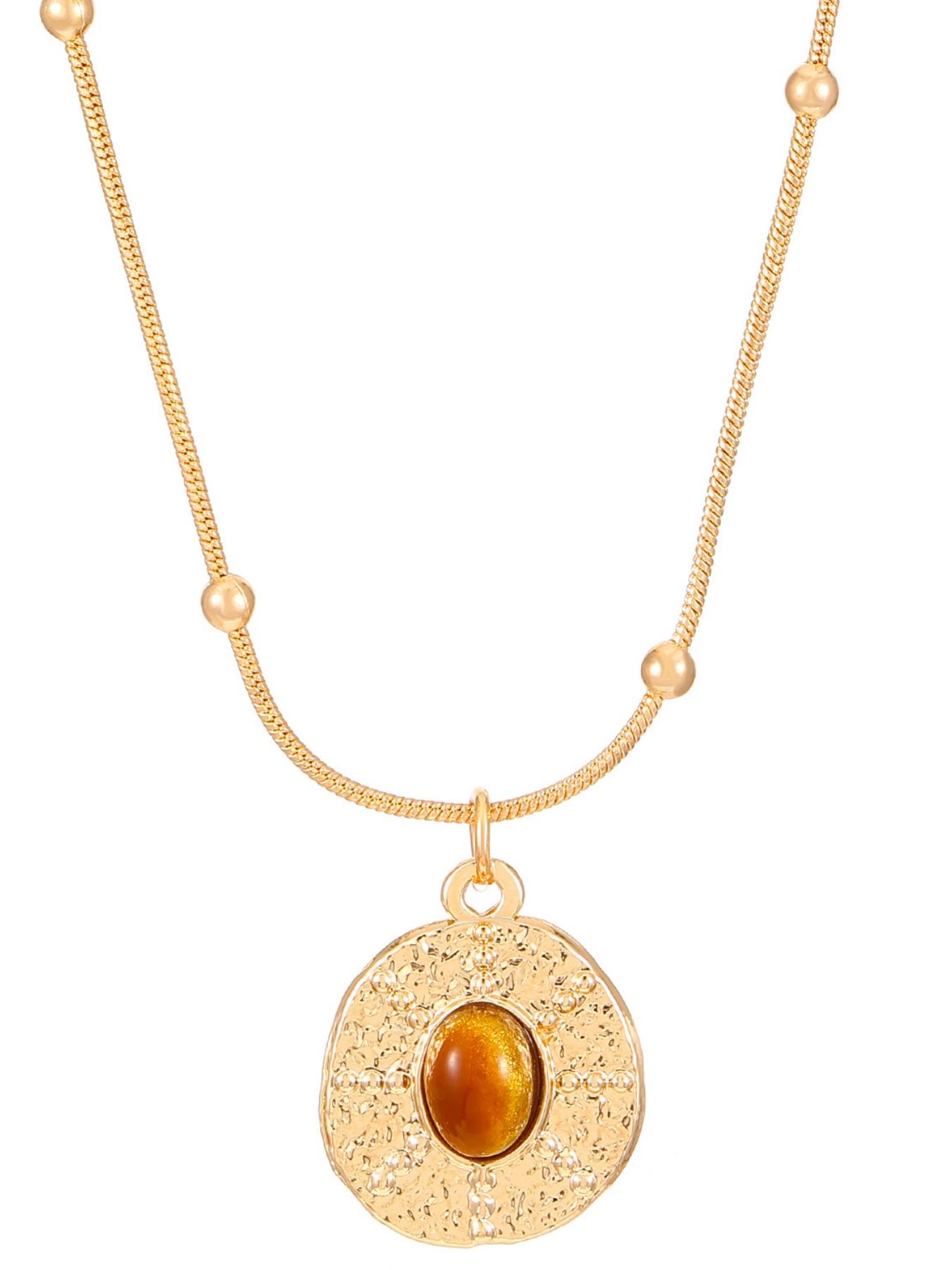 Meleard Tiger Eye Stone Necklace, High-End Unique Shirt Accessory Vintage Pendant Necklace, Suitable for Daily Wear