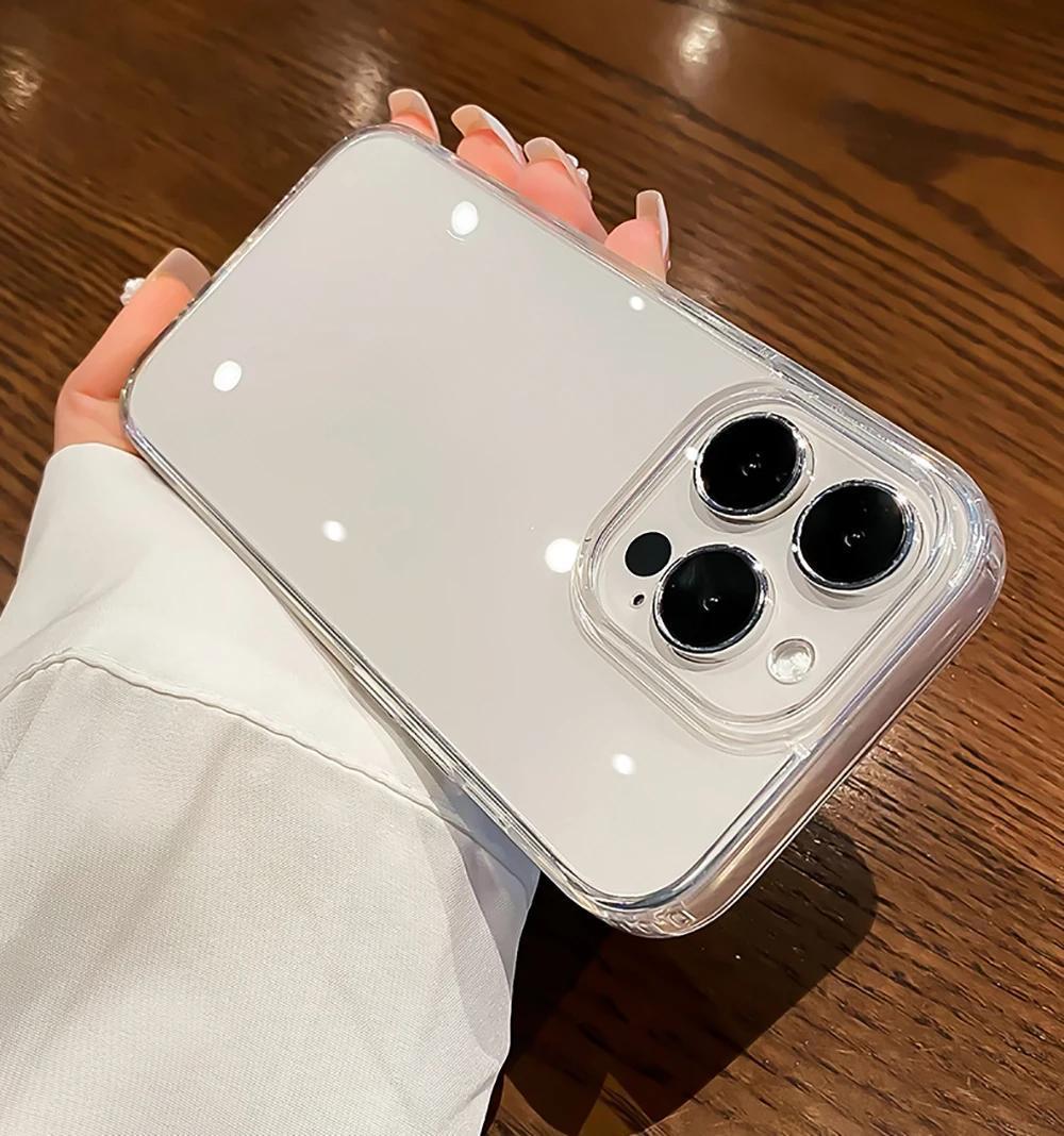 Hard Luxury Shockproof Clear Bumper Cases For iPhone 16 15 14 13 12 11 Pro Max Plus Transparent Acrylic Phone Cover Accessories Cellphone Protection ip16 Tempered Glass Protective Casing