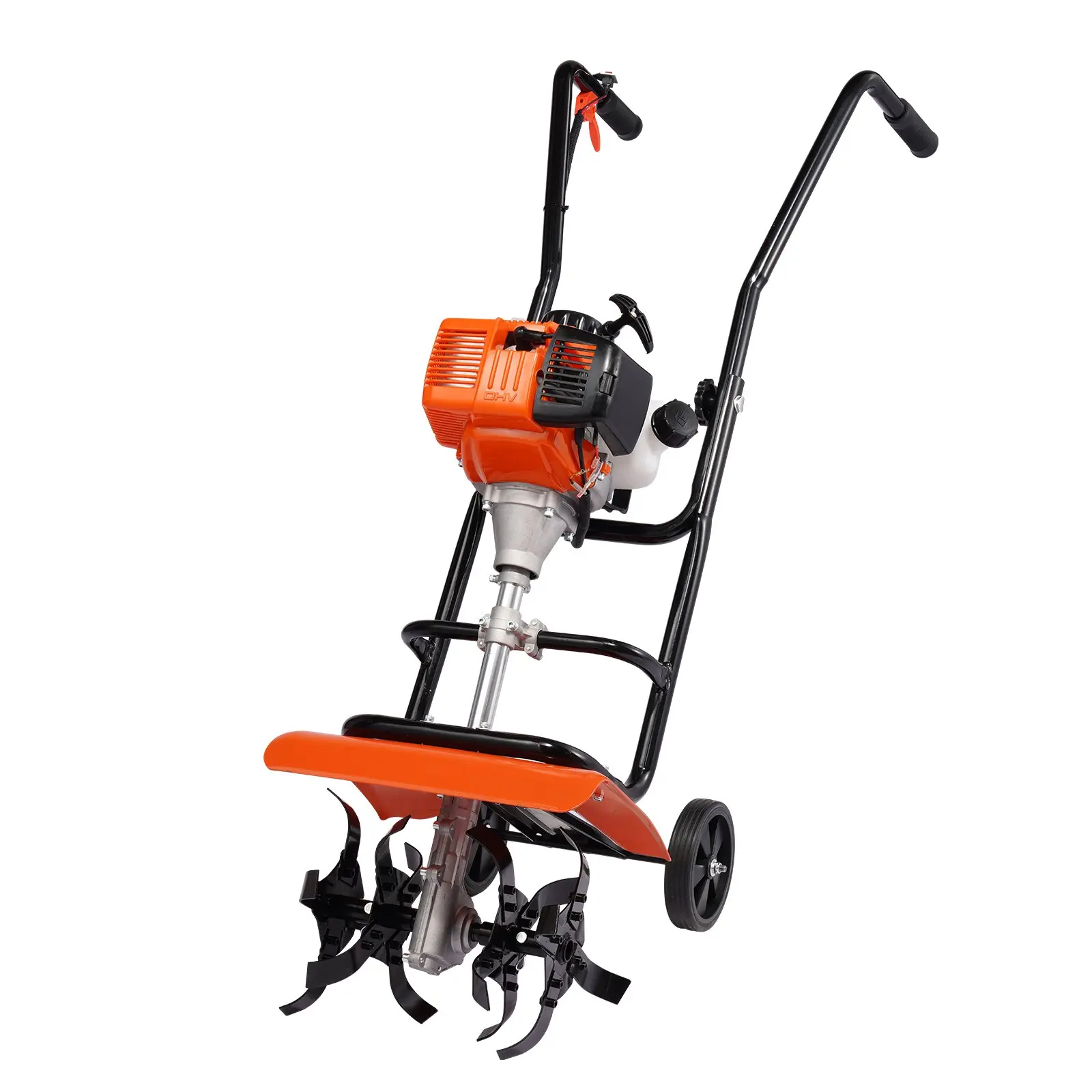 VEVOR Tiller Cultivator, 31CC 4-Stroke Garden Cultivator, Tiller with 4 Steel Adjustable Front Tines for Lawn, Garden and Field Cultivation