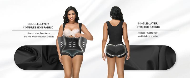 JOSHINE SHAPER Fajas Moldeadoras Shapewear Tummy Control Full Body Shaper Post Surgery Compression Garment with Invisible Zipper & Adjustable Hooks for Women Soft Adjustable Bodysuit Clothes Lace Valentine's Day Gifts