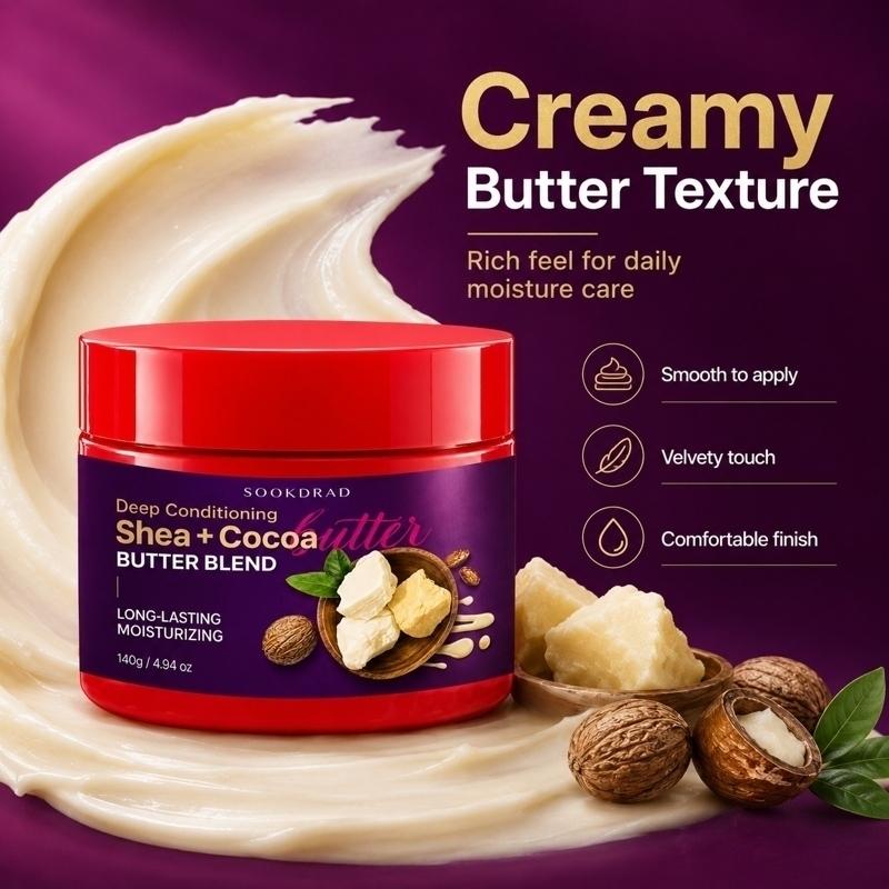 Shea Cocoa Butter Blend, Deep Conditioning, Long Lasting Moisturizing, For All Skin Types, Body Butter, Daily Body Cream, 140g