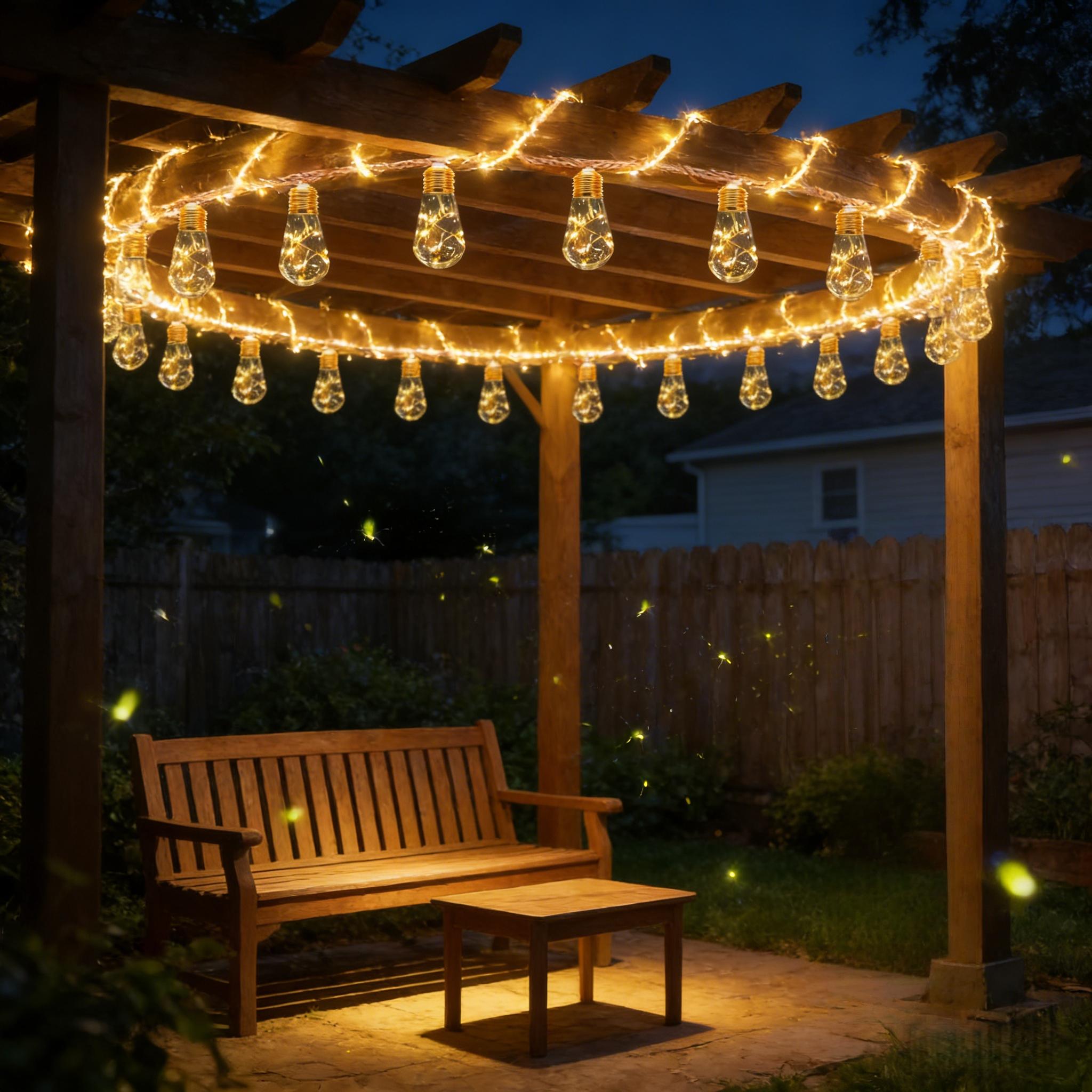 Solar Fence Decoration String Lights, Outdoor Fairy Light Strings, 10/20 Bulbs, 8 Modes, Auto On/off at Dusk/dawn, Garden, Wedding, Party