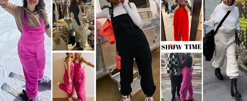 Tanming Womens Fleece Overalls 2025 Warm Winter Casual Loose Jumpsuits Sherpa Bib Overalls Fuzzy Ski Pants with Pockets Tanming Womens Fleece Overalls 2025 Warm Winter Casual Loose Jumpsuits Sherpa Bib Overalls Fuzzy Ski Pants with Pockets